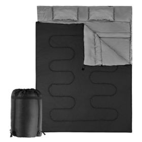Traving Camping Portable Duble Person Waterproof Sleeping Bag W/ 2 Pillows (Type: Sleeping Pad, Color: black)